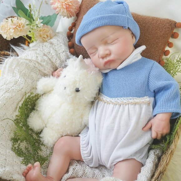 17.32in Full Silicone Not Vinyl Reborn lvory Baby Girl Doll Lifelike Reborn Baby - Picture 1 of 6